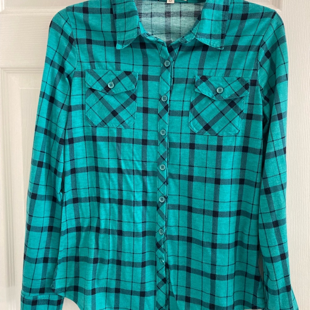 Win Win Apparel Plaid Teal Shirt
